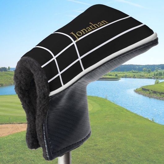 Eenvoudige zwarte gouden minimalistische aangepast golfheadcover