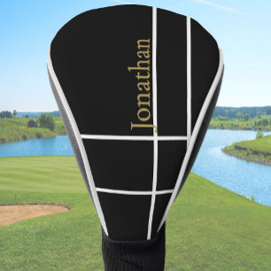 Eenvoudige zwarte gouden minimalistische aangepast golfheadcover