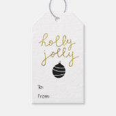 Eenvoudige zwarte goudkleurige kerstversiering cadeaulabel (Voorkant)