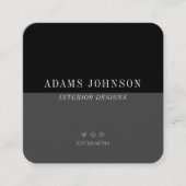 Eenvoudige zwarte grijze sociale media vierkante visitekaartje (Voorkant)