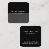 Eenvoudige zwarte grijze sociale media vierkante visitekaartje (Voorkant / Achterkant)