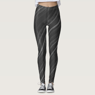 Eenvoudige Zwarte Grijze Versleten Diagonale Strep Leggings