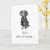 Eenvoudige Zwarte Grote Deen aangepaste Moederdag Kaart (Gele Bloem)