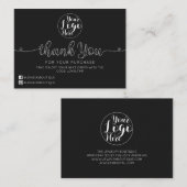 Eenvoudige zwarte handgeschreven harten Klant Dank Visitekaartje (Voorkant / Achterkant)