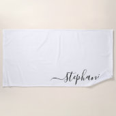 Eenvoudige zwarte handgeschreven kalligrafie handt strandlaken (Voorkant)