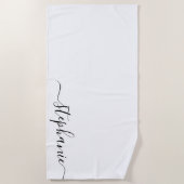 Eenvoudige zwarte handgeschreven kalligrafie handt strandlaken (Voorkant)