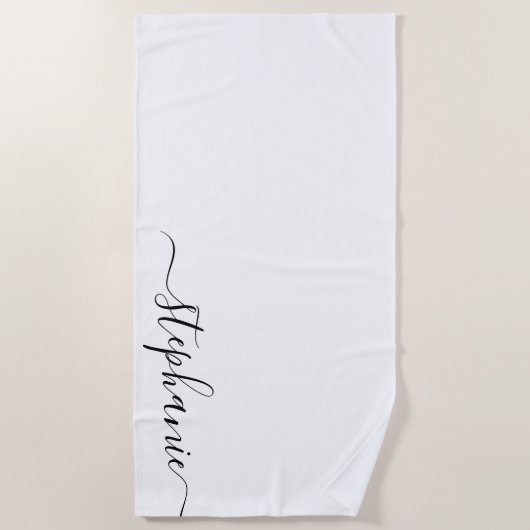 Eenvoudige zwarte handgeschreven kalligrafie handt strandlaken (Voorkant)