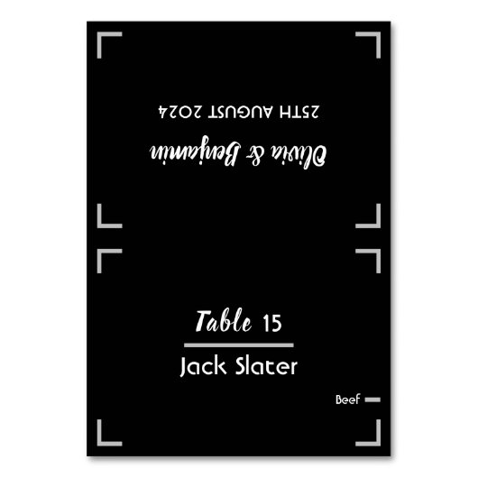 Eenvoudige zwarte handgeschreven script trouwtafel kaart (Voorkant)