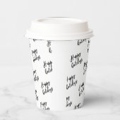 Eenvoudige zwarte Happy Holiday, aangepaste teksto Papieren Bekers (Links)