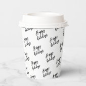 Eenvoudige zwarte Happy Holiday, aangepaste teksto Papieren Bekers (Achterkant)