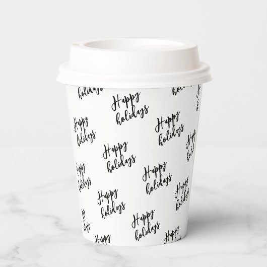 Eenvoudige zwarte Happy Holiday, aangepaste teksto Papieren Bekers (Achterkant)