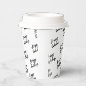 Eenvoudige zwarte Happy Holiday, aangepaste teksto Papieren Bekers (Rechts)