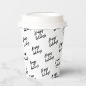 Eenvoudige zwarte Happy Holiday, aangepaste teksto Papieren Bekers (Voorkant)