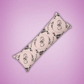 Eenvoudige zwarte harten, bloemig, Infinity op roz Lichaamskussen