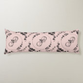 Eenvoudige zwarte harten, bloemig, Infinity op roz Lichaamskussen (Voorkant)