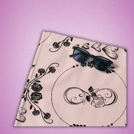 Eenvoudige zwarte harten, bloemig, Infinity op roz Strandlaken