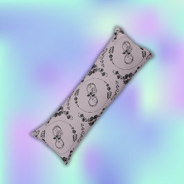 Eenvoudige zwarte harten, bloemig, oneindig op Mau Lichaamskussen