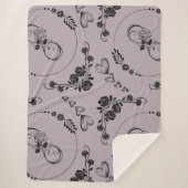 Eenvoudige zwarte harten, bloemig, oneindig op Mau Sherpa Deken (Voorkant)