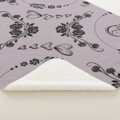 Eenvoudige zwarte harten, bloemig, oneindig op Mau Sherpa Deken (3/4)