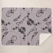 Eenvoudige zwarte harten, bloemig, oneindig op Mau Sherpa Deken (Voorkant (horizontaal))