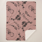 Eenvoudige zwarte harten, bloemig, oneindig op pru sherpa deken (Voorkant)