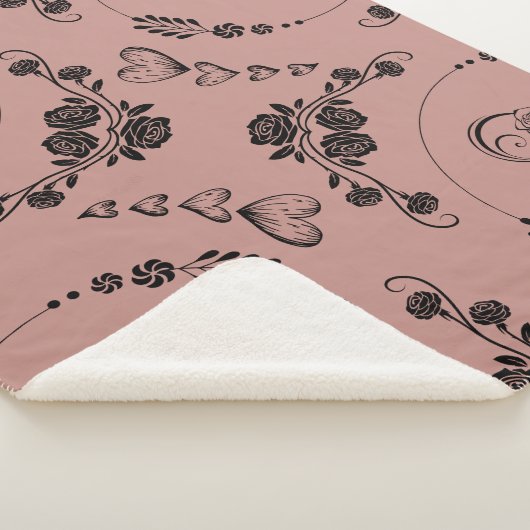 Eenvoudige zwarte harten, bloemig, oneindig op pru sherpa deken (3/4)