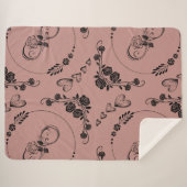 Eenvoudige zwarte harten, bloemig, oneindig op pru sherpa deken (Voorkant (horizontaal))