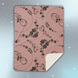 Eenvoudige zwarte harten, bloemig, oneindig op pru sherpa deken