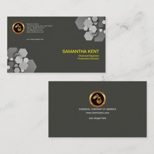 Eenvoudige zwarte hexagonal Crystals Chemical Engi Visitekaartje (Voorkant / Achterkant)