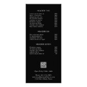 Eenvoudige Zwarte Huidige Prijslijst Modern Reclamekaart (Achterkant)