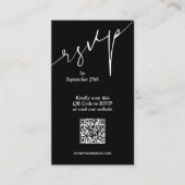 Eenvoudige Zwarte Huwelijks-QR-code Informatiekaartje (Voorkant)