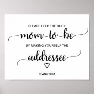 Eenvoudige zwarte kalligrafie-adressebord poster