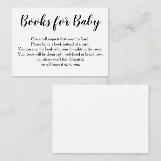 Eenvoudige Zwarte Kalligrafie Boek Aanvraag Invoeg Informatiekaartje (Voorkant / Achterkant)