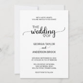 Eenvoudige zwarte kalligrafie bruiloft kaart (Voorkant)