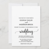 Eenvoudige zwarte kalligrafie bruiloft kaart (Voorkant)