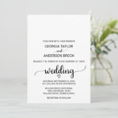 Eenvoudige zwarte kalligrafie bruiloft kaart (Staand voorkant)