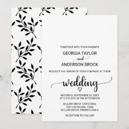 Eenvoudige zwarte kalligrafie bruiloft kaart