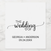 Eenvoudige zwarte kalligrafie bruiloft wijn etiket (Enkel label)