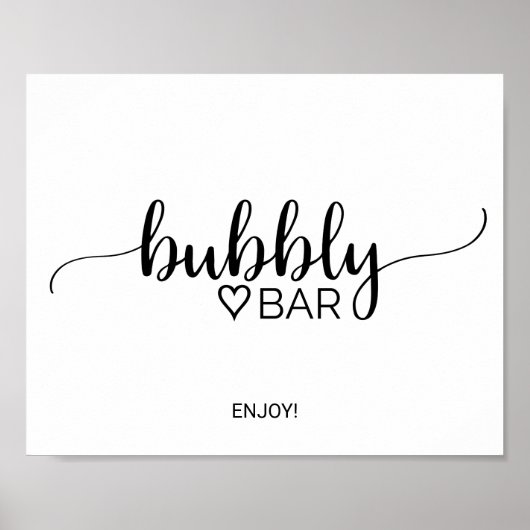 Eenvoudige zwarte kalligrafie Bubble Bar Sign. Poster (Voorkant)