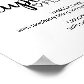 Eenvoudige zwarte kalligrafie Cupcake Flavors Sign Poster (Hoek)