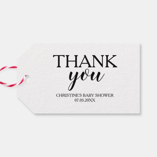 Eenvoudige zwarte kalligrafie dank u geschenk cadeaulabel (Achterkant Horizontaal)