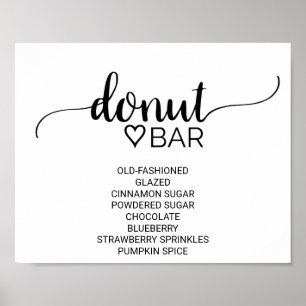 Eenvoudige zwarte kalligrafie Donut Bar Poster