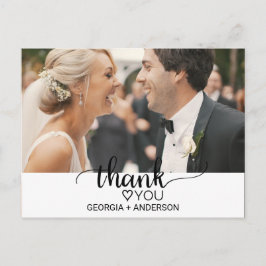 Eenvoudige zwarte kalligrafie Foto bedankt Briefkaart