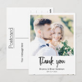 Eenvoudige zwarte kalligrafie Foto Dank u Briefkaa Briefkaart (Voorkant / Achterkant)