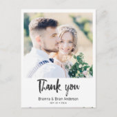 Eenvoudige zwarte kalligrafie Foto Dank u Briefkaa Briefkaart (Voorkant)