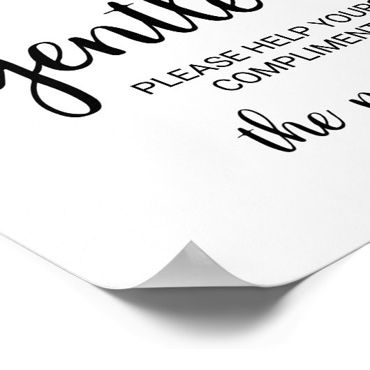 Eenvoudige zwarte kalligrafie Gentlemen Bathroom S Poster (Hoek)