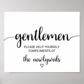 Eenvoudige zwarte kalligrafie Gentlemen Bathroom S Poster (Voorkant)