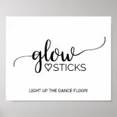 Eenvoudige zwarte kalligrafie Glow Sticks Sign Poster (Voorkant)
