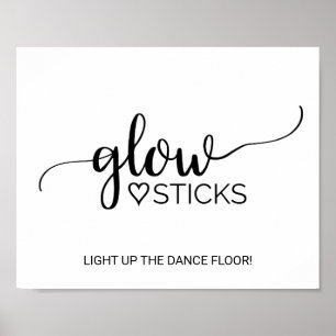 Eenvoudige zwarte kalligrafie Glow Sticks Sign Poster