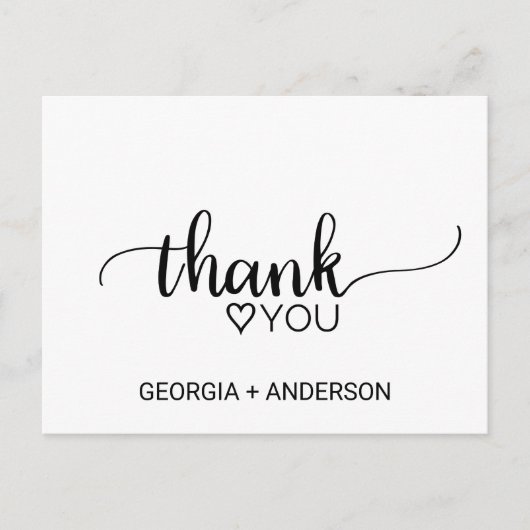 Eenvoudige zwarte kalligrafie Hartelijk dank Briefkaart (Voorkant)